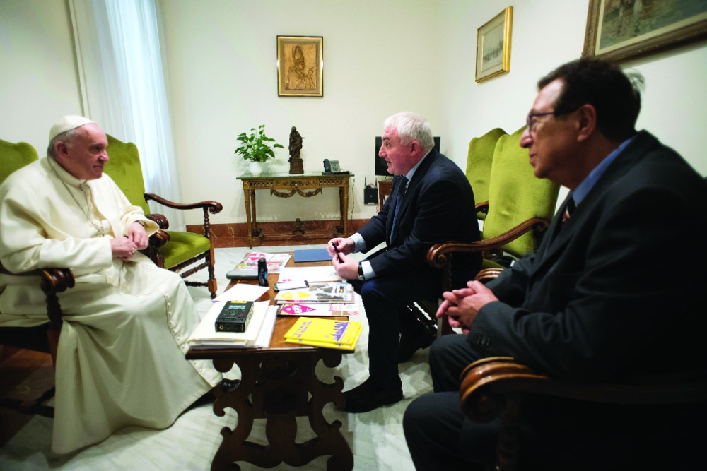 Scarp de' tenis editor Stefano Lampertico interviews Pope Francis. Credit: L’Osservatore Romano