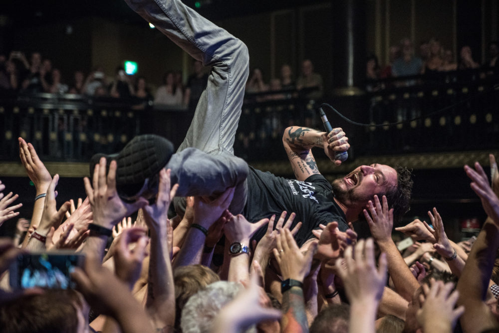 Frank Turner surfs the crowd during his headline slot at Street Noise. Credit: Wendy Keogh.