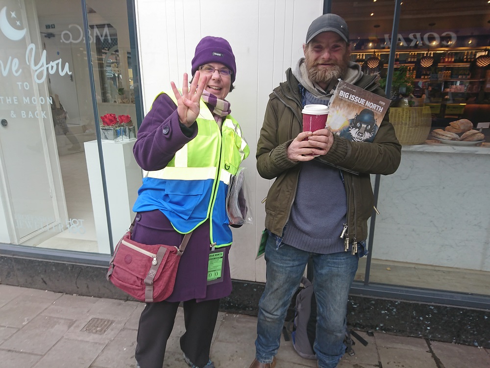 Judith Judge sells Big Issue North in Beverley during #VendorWeek 2018 (credit: Big Issue North)