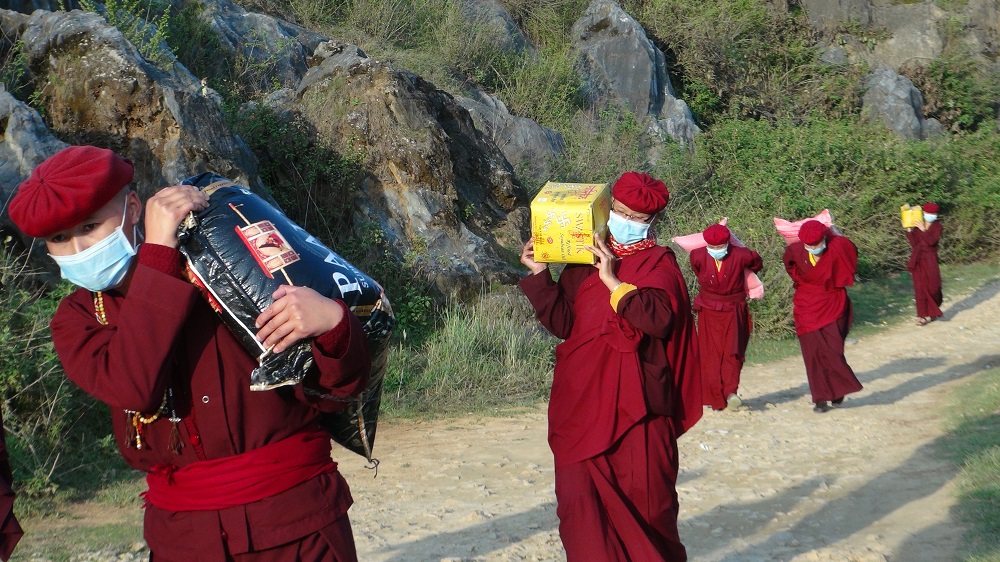 The Drukpa nuns deliver aid in the aftermath of the 2015 Nepal earthquake