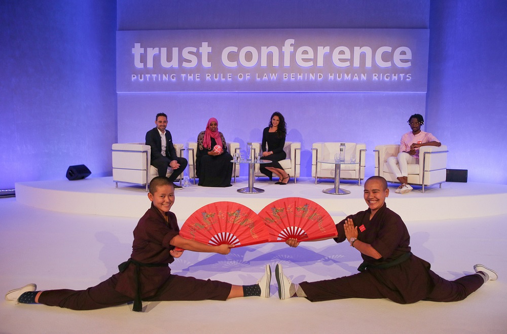 The Kung Fu Nuns perform at Trust Conference (Credit: Thomson Reuters Foundation)