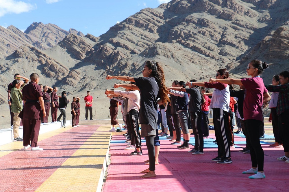 The nuns lead one of their kung fu workshops
