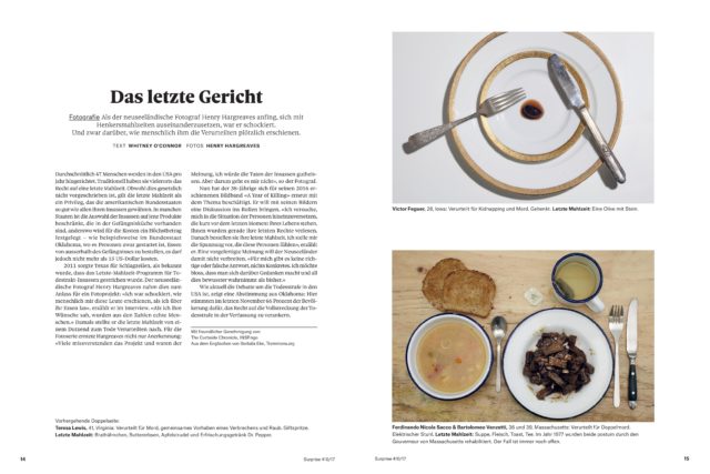 <br>The Curbside Chronicle (USA)'s feature on death row inmates' last meals in Surprise (Switzerland)