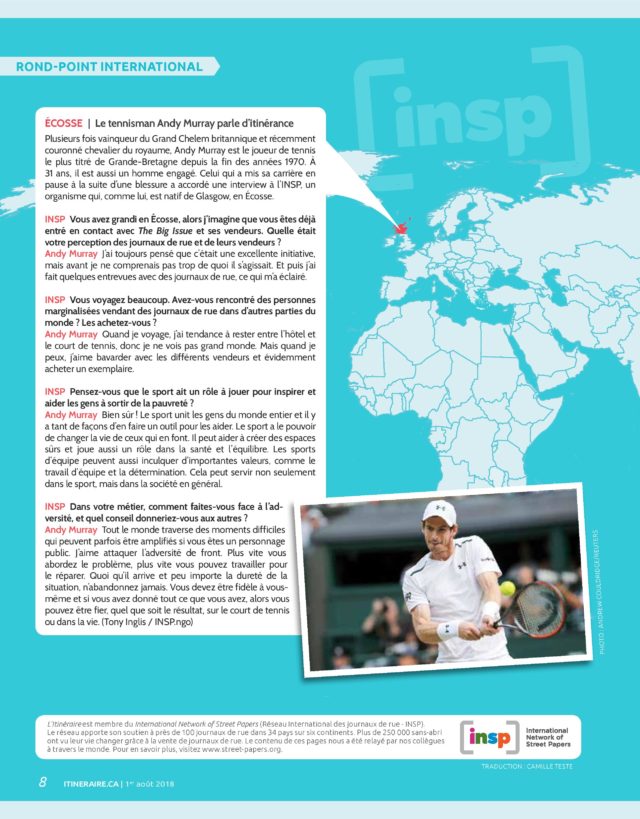 <br>INSP's exclusive chat with tennis star Andy Murray in L'Itinéraire (Canada)