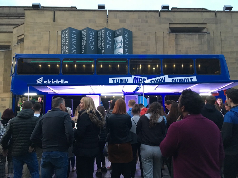 People begin to turn out in numbers as Shed Seven's Rick Witter, a local favourite, DJs classic indie tunes at the Big Busk