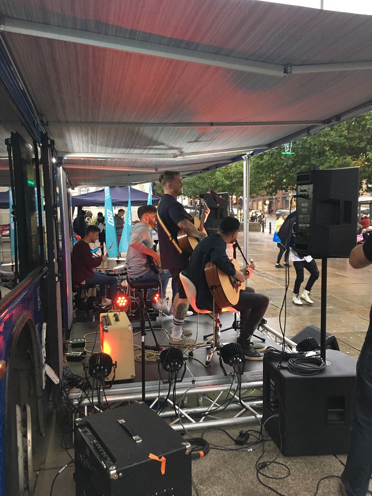 A turn in the weather doesn't dampen the spiritis of performers Y.O.U.N.G, who were present at every day of the Big Busk