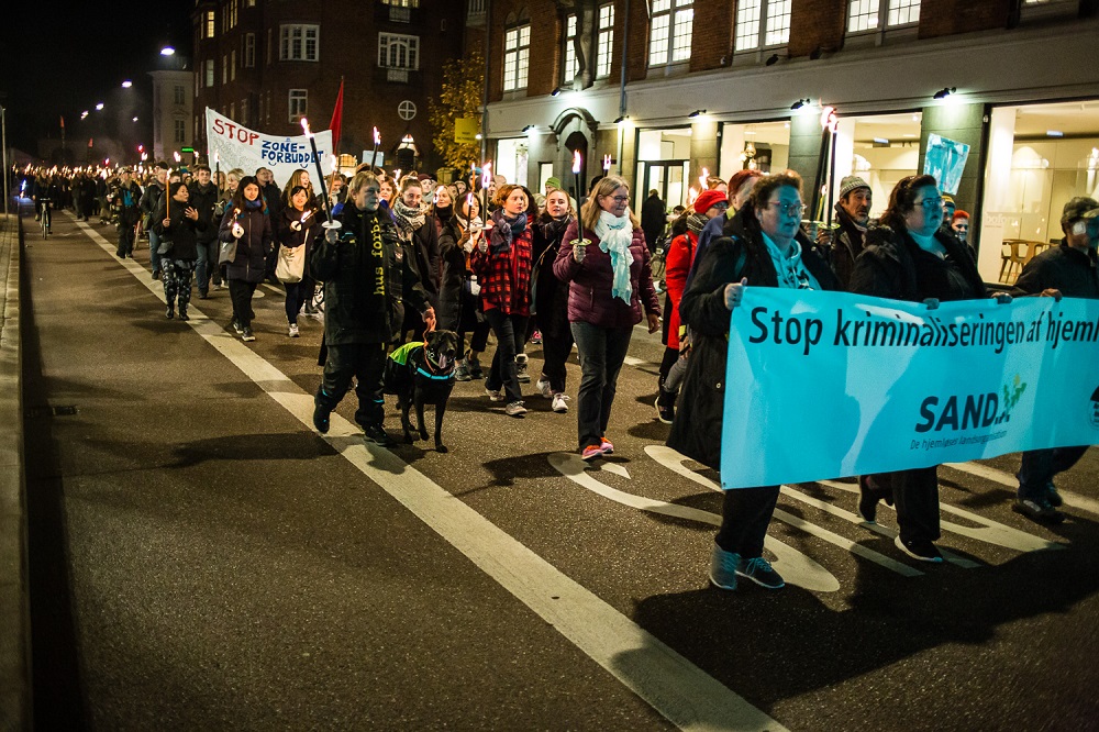 People in Copenhagen take part in a public demonstration in support of homeless people in Denmark. Credit: Mette Kramer Kristensen