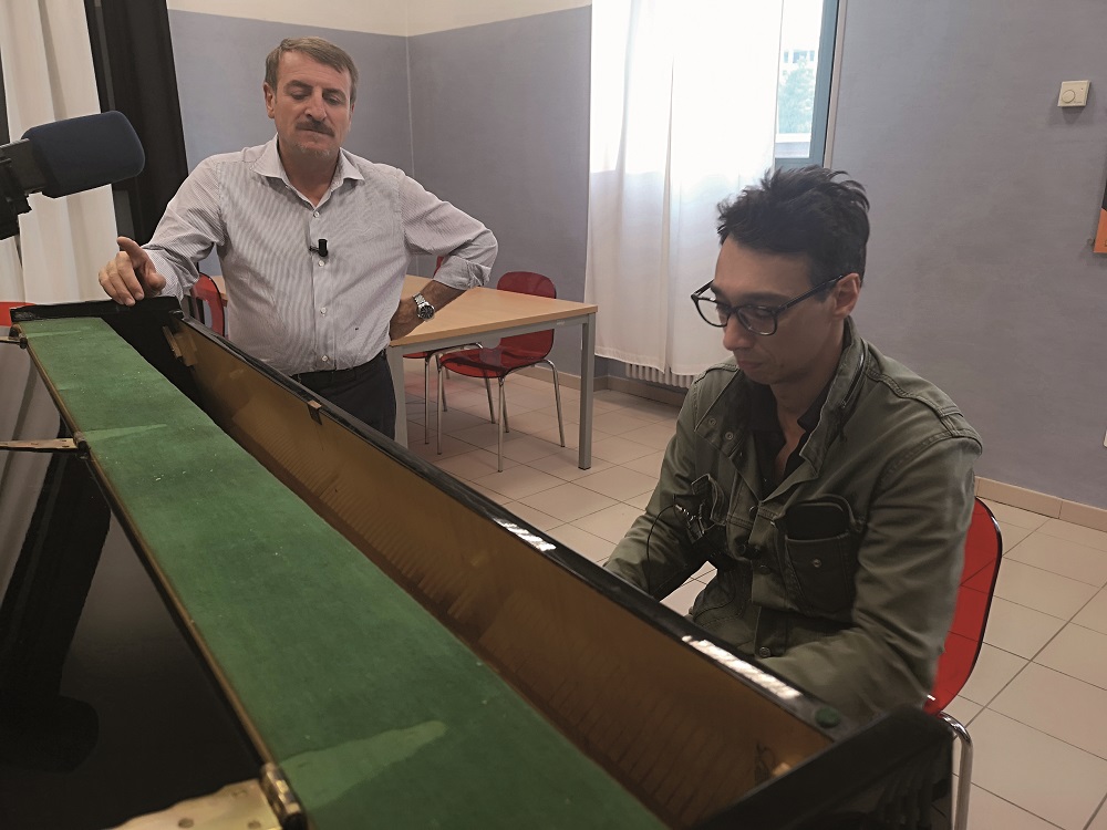 Giacomo Poretti with musician Paolo Jannacci. Credit: Gabriele Bussetti