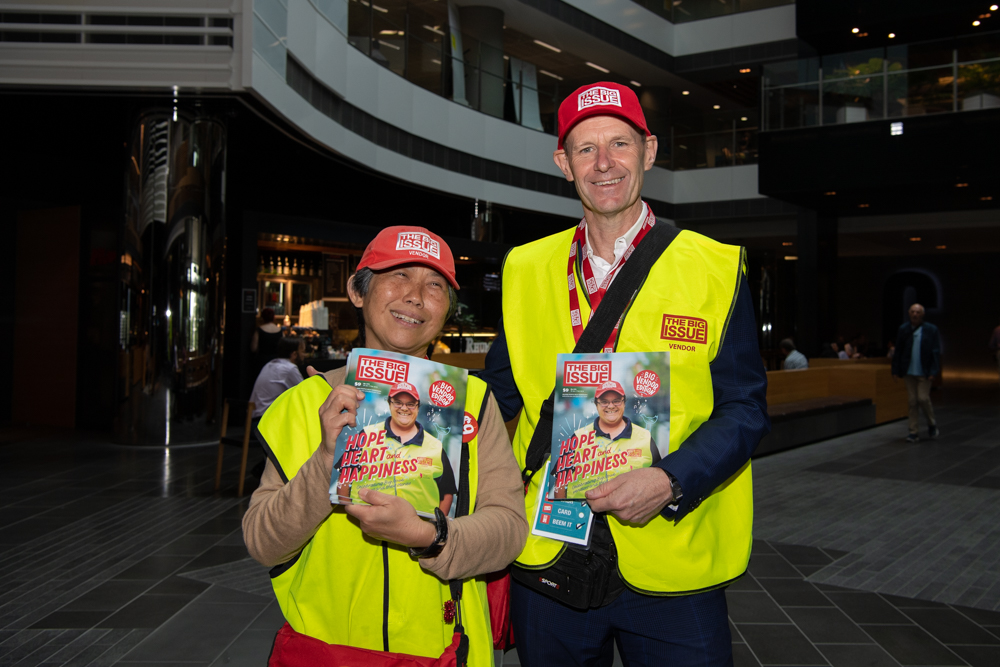 Shayne Elliot (CEO, ANZ) with BIA vendor Sue