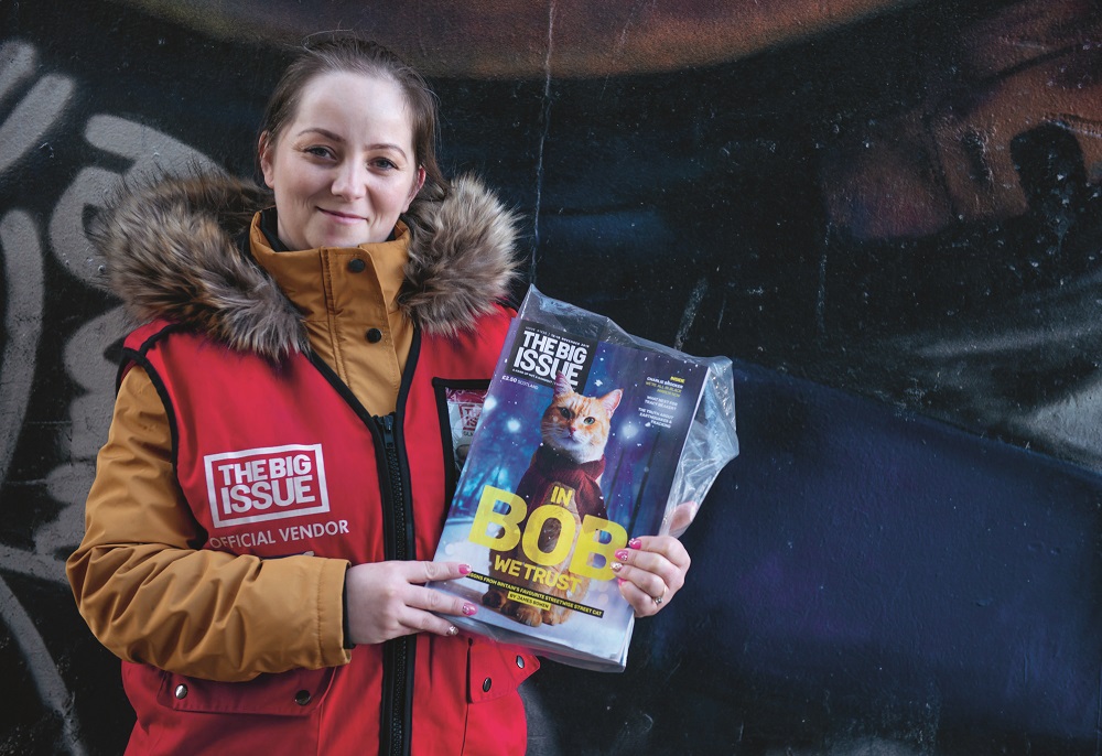 The Big Issue (UK) vendor Brigitta Claudia (Credit: Jamie McFadyen)