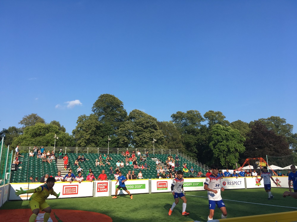 The Korean Homeless World Cup team in action v Hong Kong.