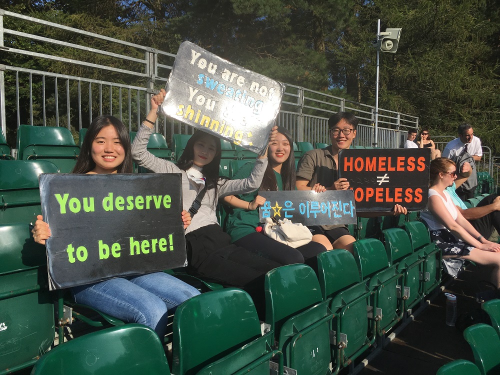 Korean students who raised money to support the Korean Homeless World Cup team in Cardiff.