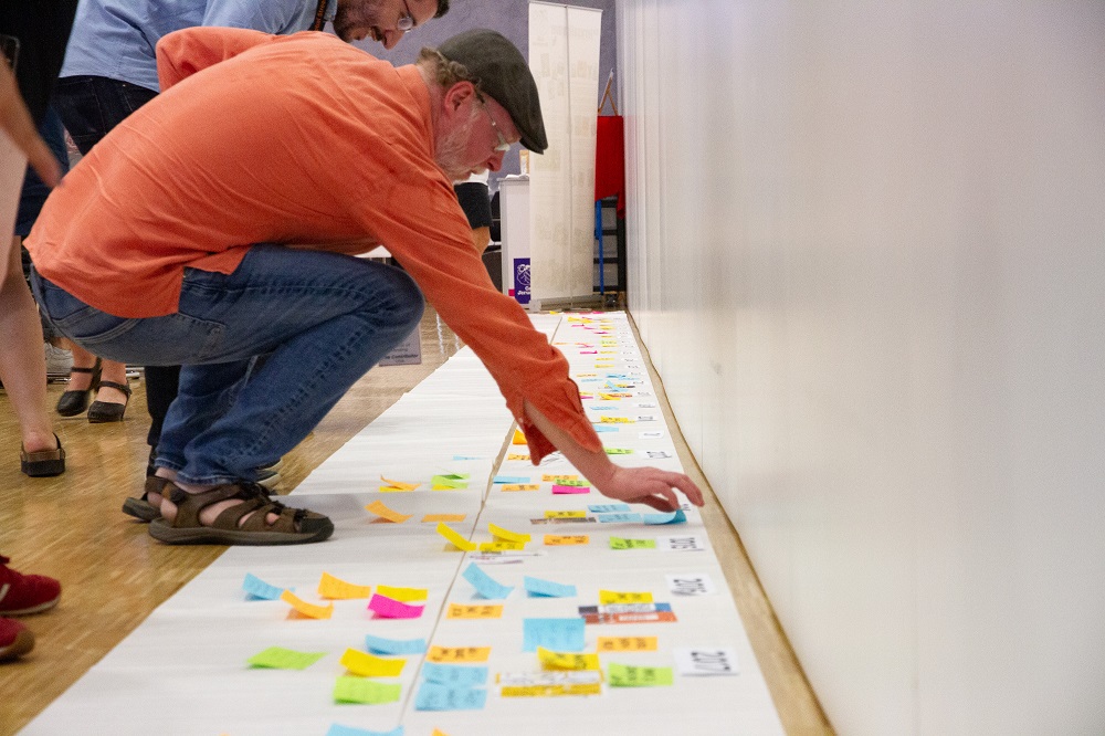 Delegates populate an interactive timeline spanning INSP's 25 years. [Credit: Sebastian Sellhorst]