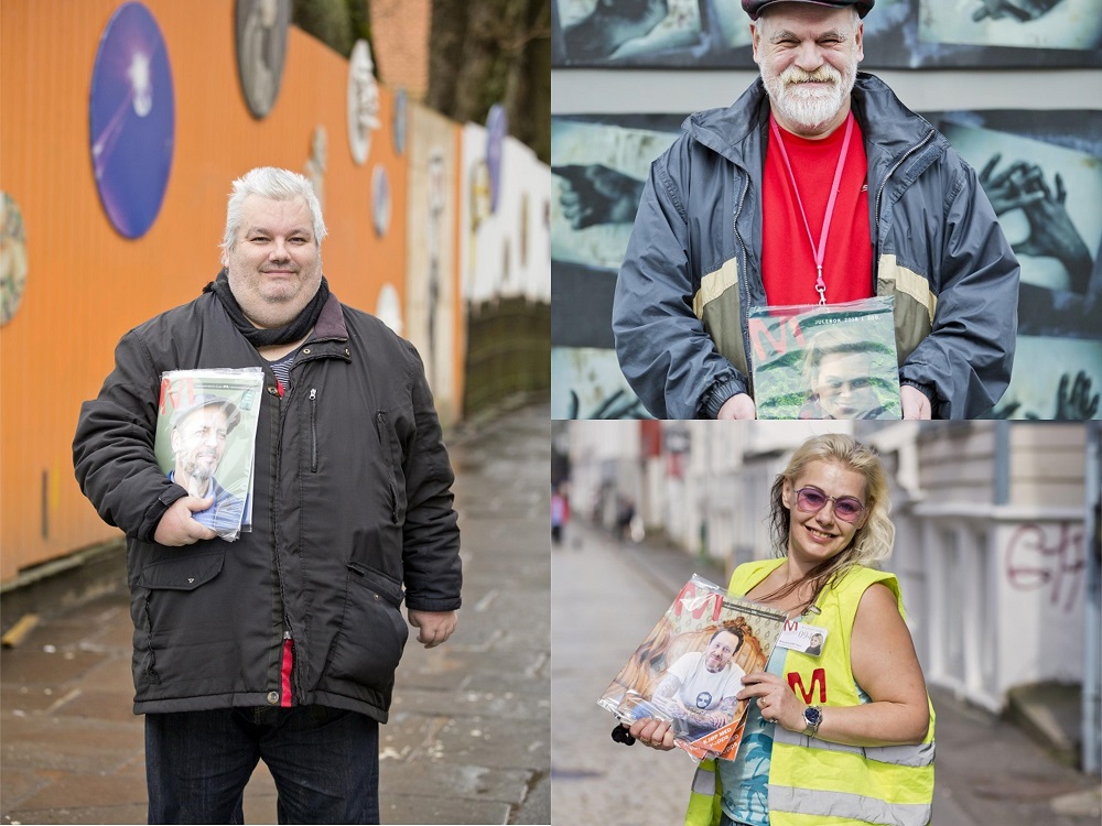 Previous Megafon vendors Geir Arne Olsen, Wibecke Lill Olsen and Wolfgang Ahlheit. [Credit: Irene R. Mjelde]