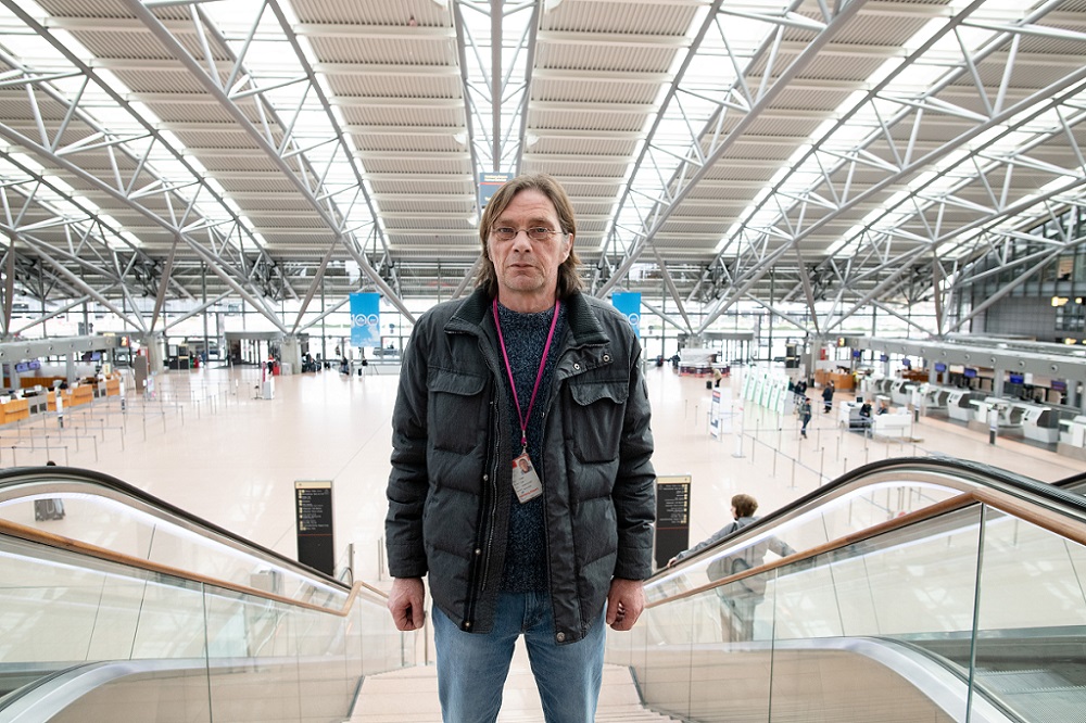 The spookily empty Hamburg Airport on Uwe’s last day of work for the time being. [Credit: Mauricio Bustamante]