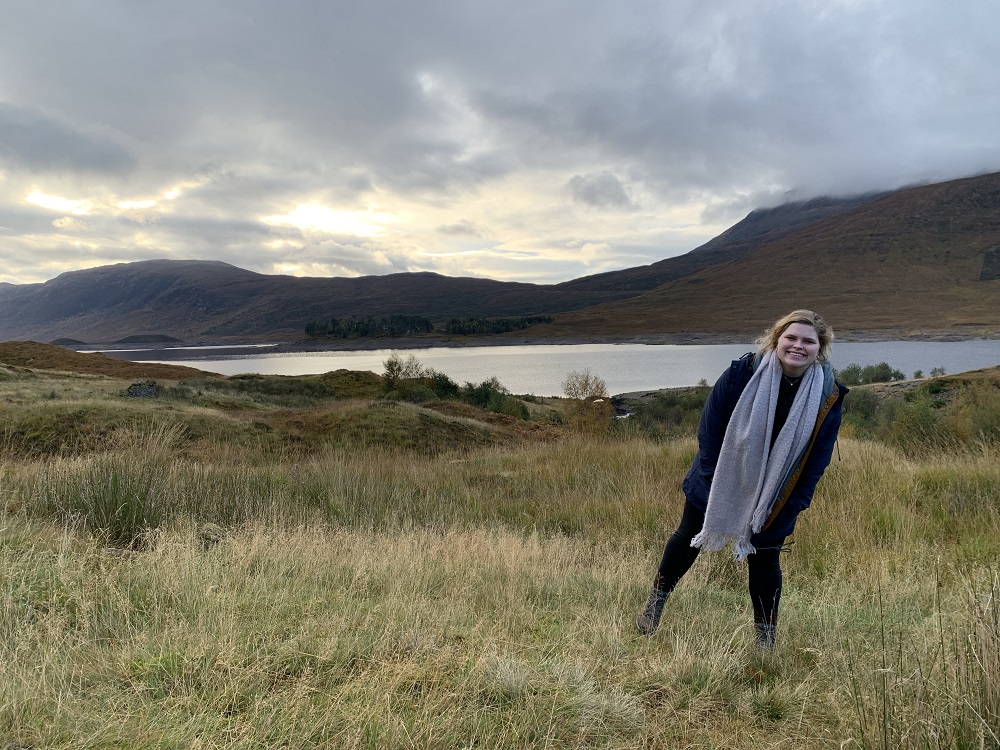 Jenna in the Scottish countryside during her short stint there before the outbreak of coronavirus.