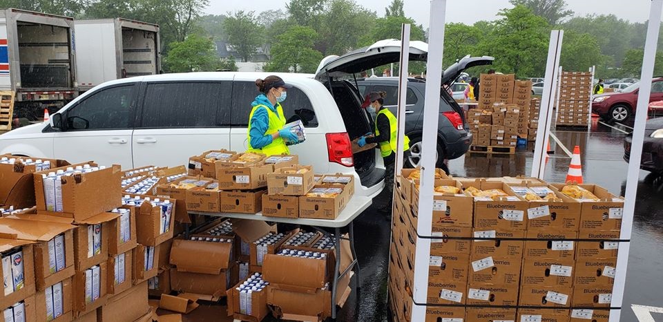 Direct to Community - MontCo Anti-Hunger Network direct to community distributions of Farmers to Families food boxes in Montgomery County PA occurring during May and June of 2020. During this time, 25,500 boxes totaling 378,750 pounds and valued at $706,965 were given away. [Courtesy of MontCo Anti-Hunger Network]